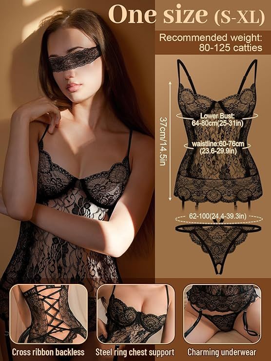 4-Piece Lace Lingerie Set - Complete Intimate Collection