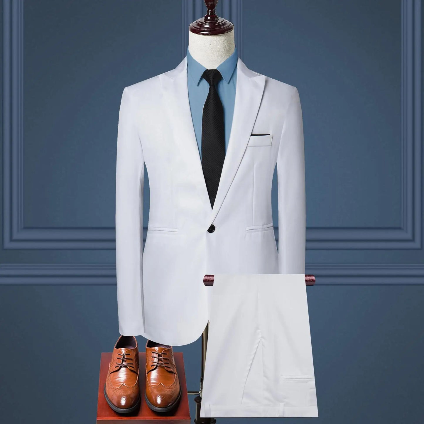 Men's Suit Set, Men's Fashion Solid Color Business Casual Suit Two-piece Set