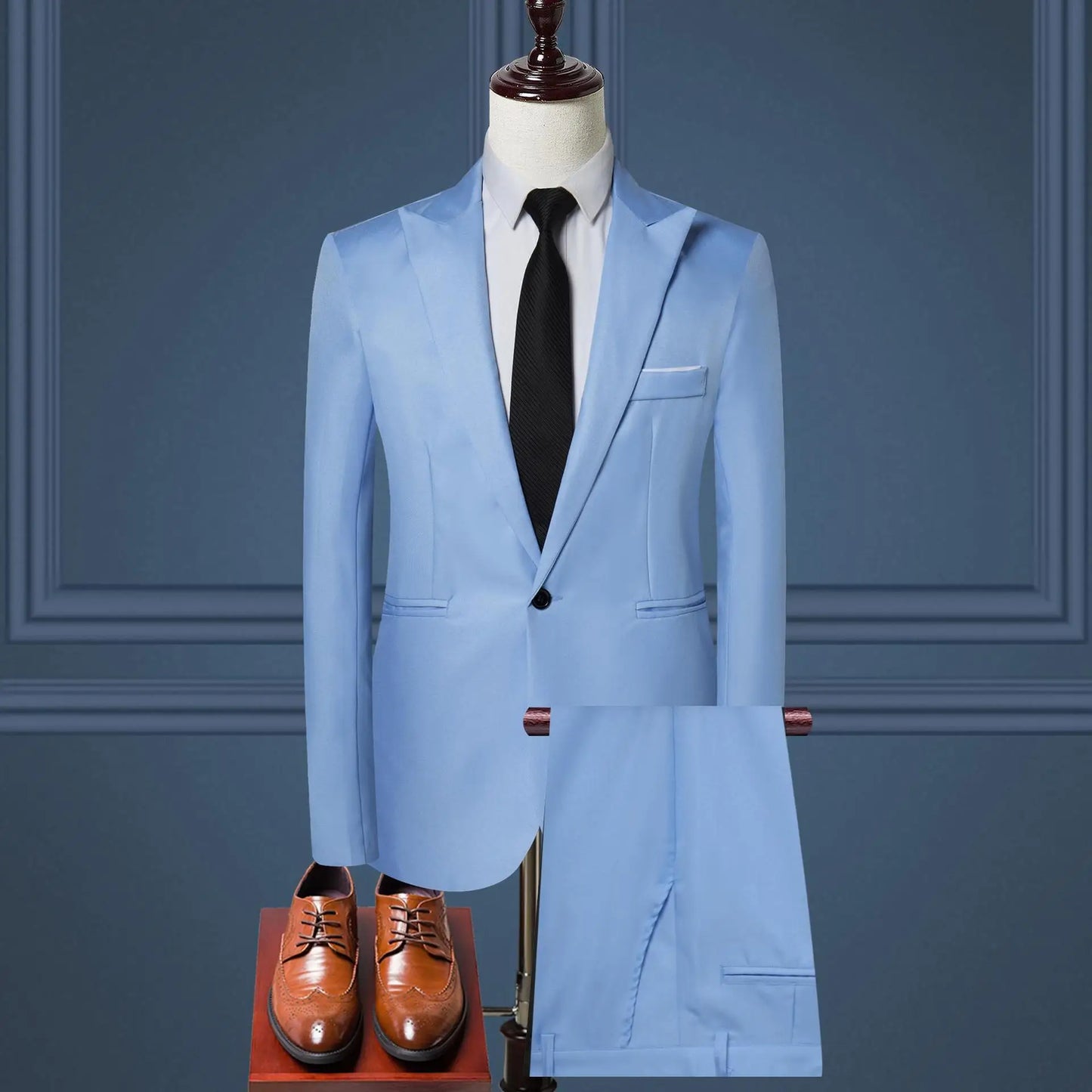 Men's Suit Set, Men's Fashion Solid Color Business Casual Suit Two-piece Set