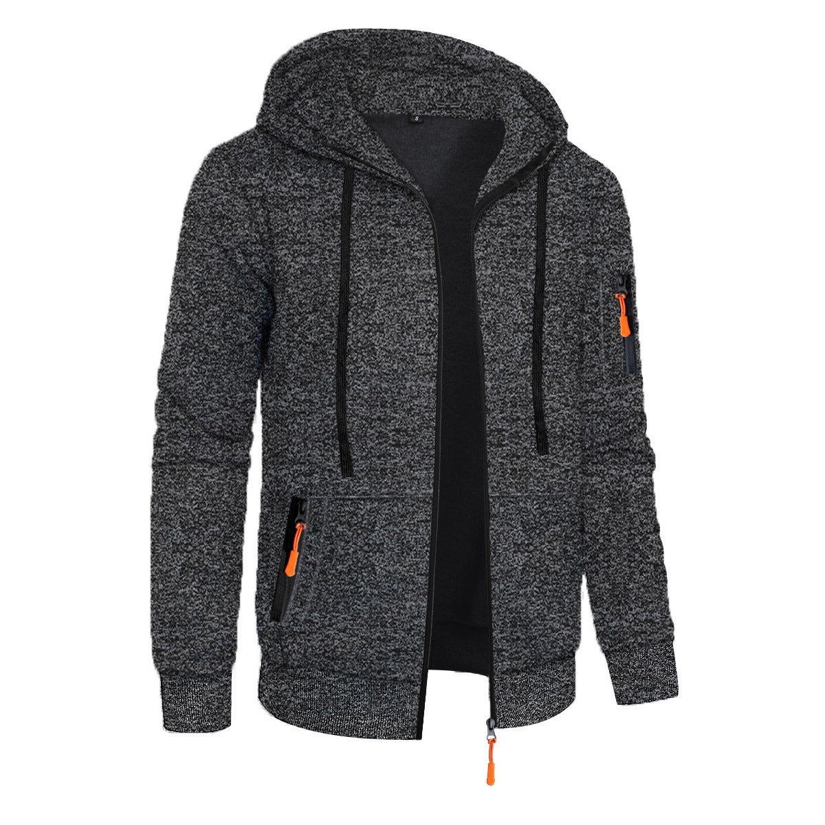 Men's Sports Fitness Casual Jacquard Sweater Hooded Coat