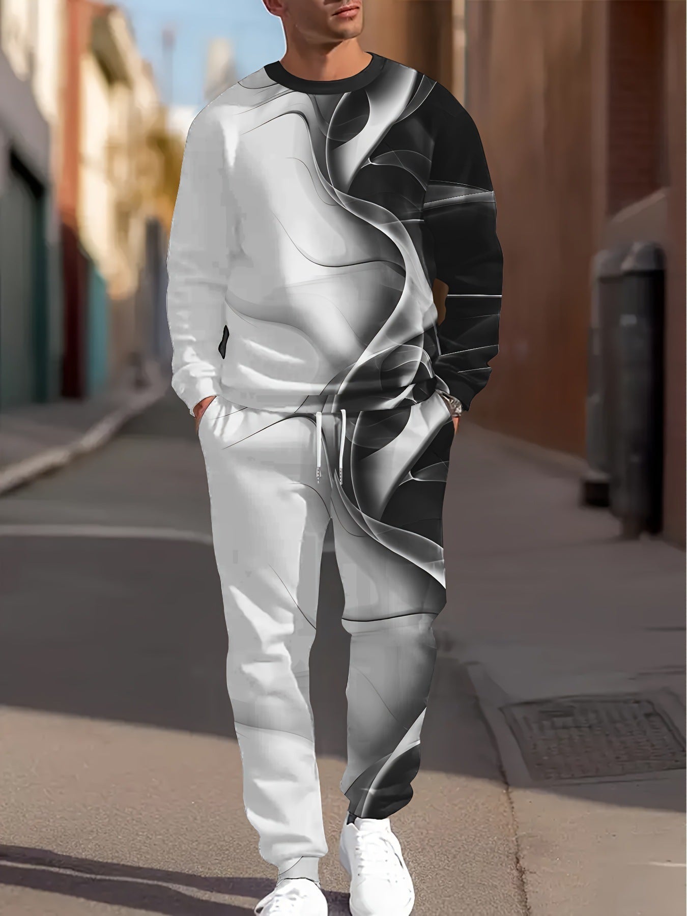 Fashion Simple Printing Sports Leisure Men's Suit