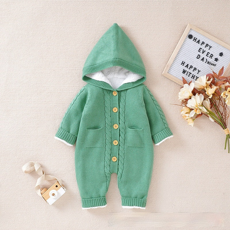 Baby Winter Thickened Knitting Jumpsuit Romper