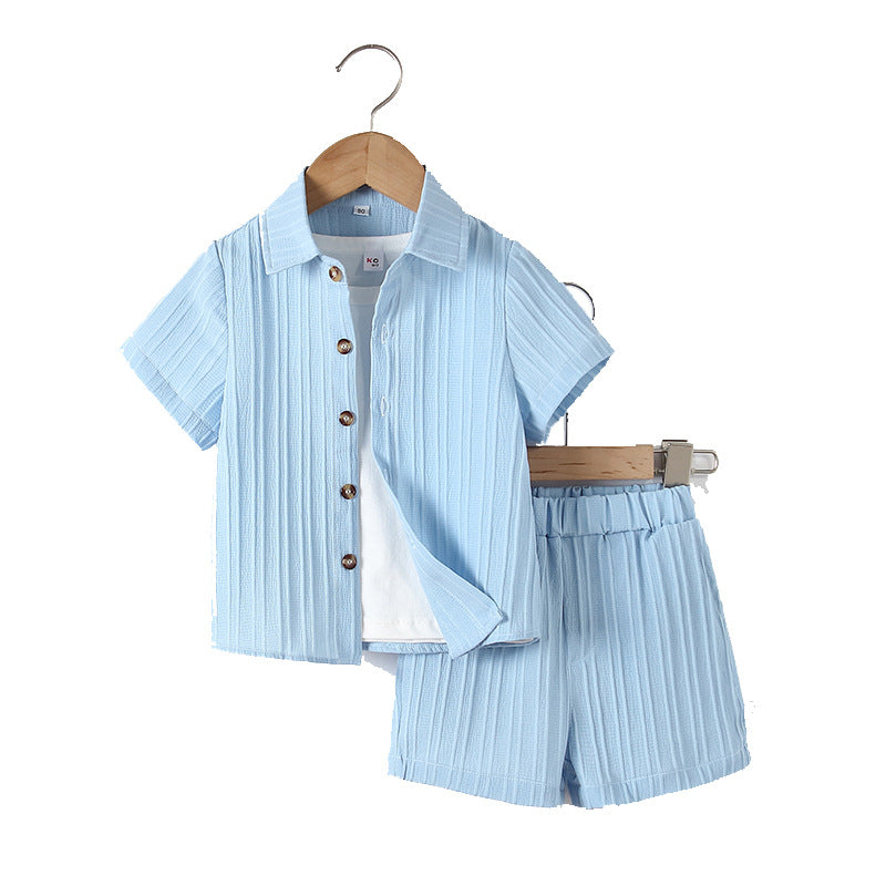 Boy's Handsome Gentleman Suit Summer College Style Short Sleeve Shorts Clothes