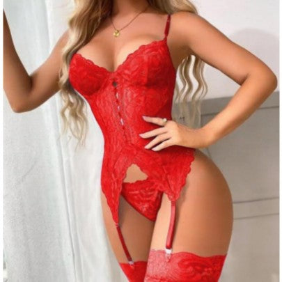 European And American French-Style Court Lingerie Influencer Clothing Lace Trim Slim-Fit Travel Backless Bodysuit