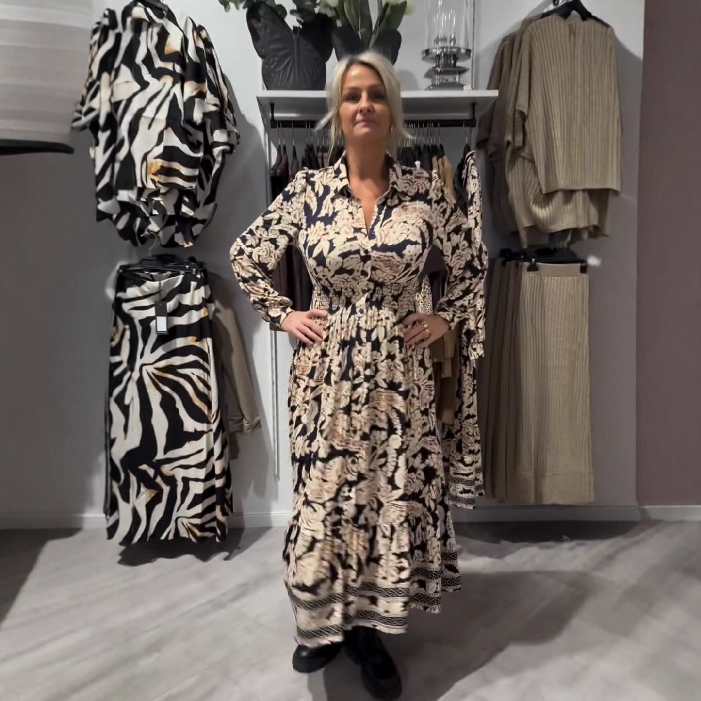 Women's European And American Elegant Long-sleeved Printed Dress