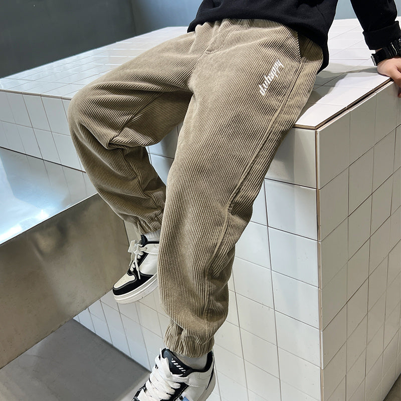 Children's Pants, Boys' Pants, Spring And Autumn Collection 2025 New Style Wholesale, Large Children's Sports Pants, Export Long Pants, Trendy Corduroy Cross-border