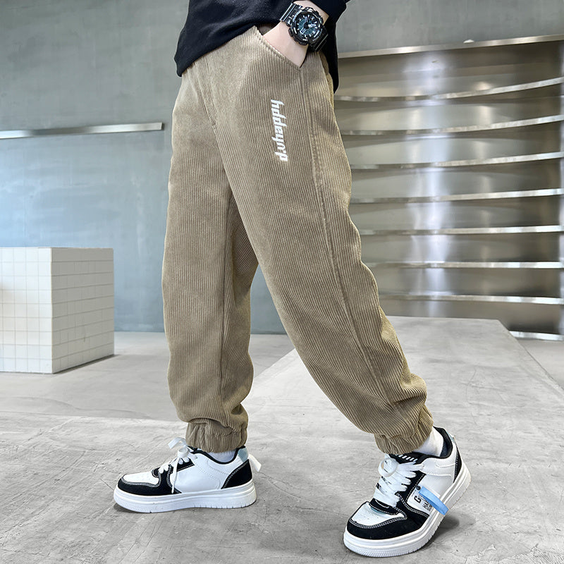 Children's Pants, Boys' Pants, Spring And Autumn Collection 2025 New Style Wholesale, Large Children's Sports Pants, Export Long Pants, Trendy Corduroy Cross-border