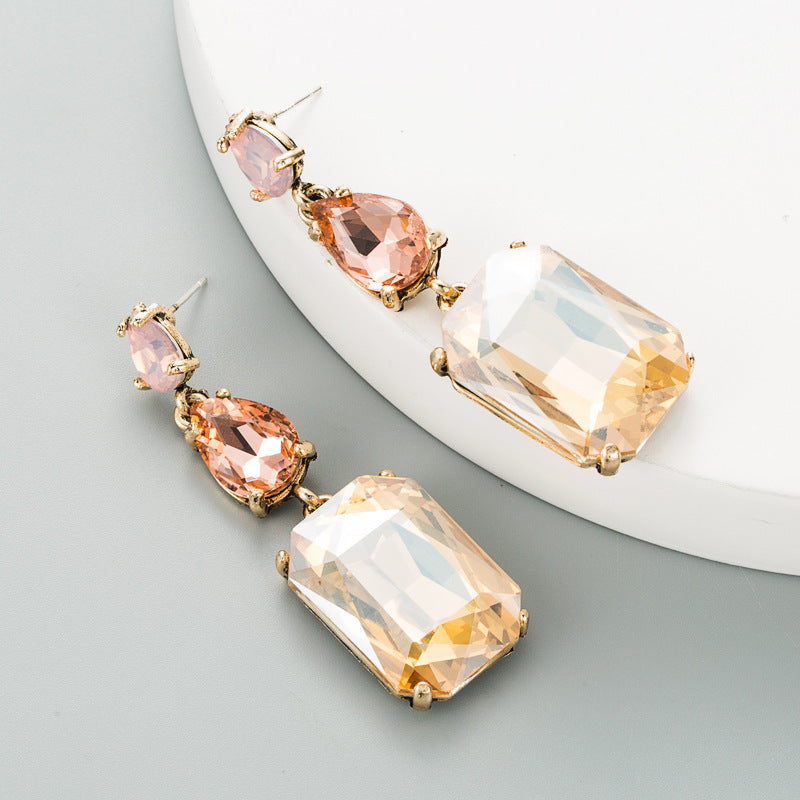 Geometric Rhinestone Earrings - Minimalist Fashion Statement