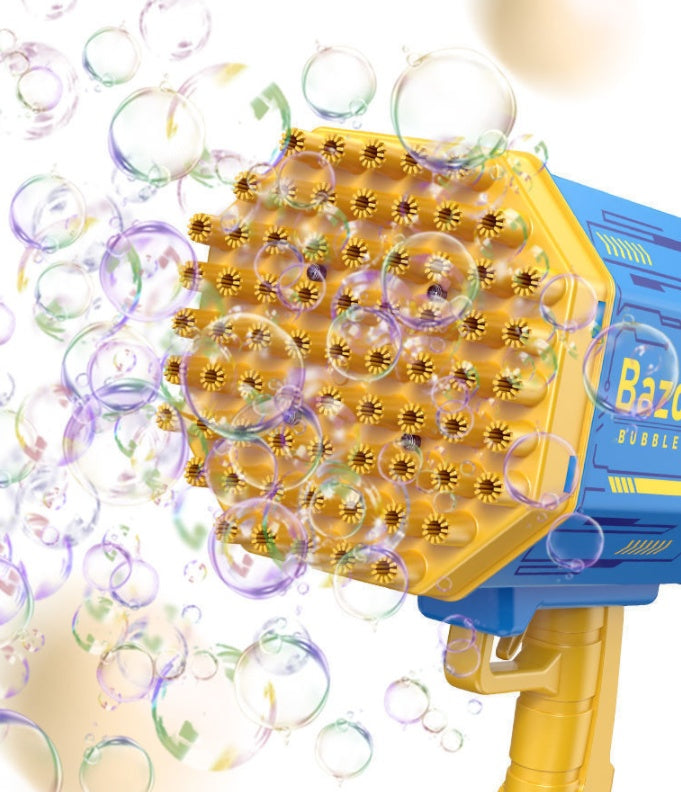 Rocket Bubble Gun - 69 Hole LED Light-Up Bubble Maker for Kids