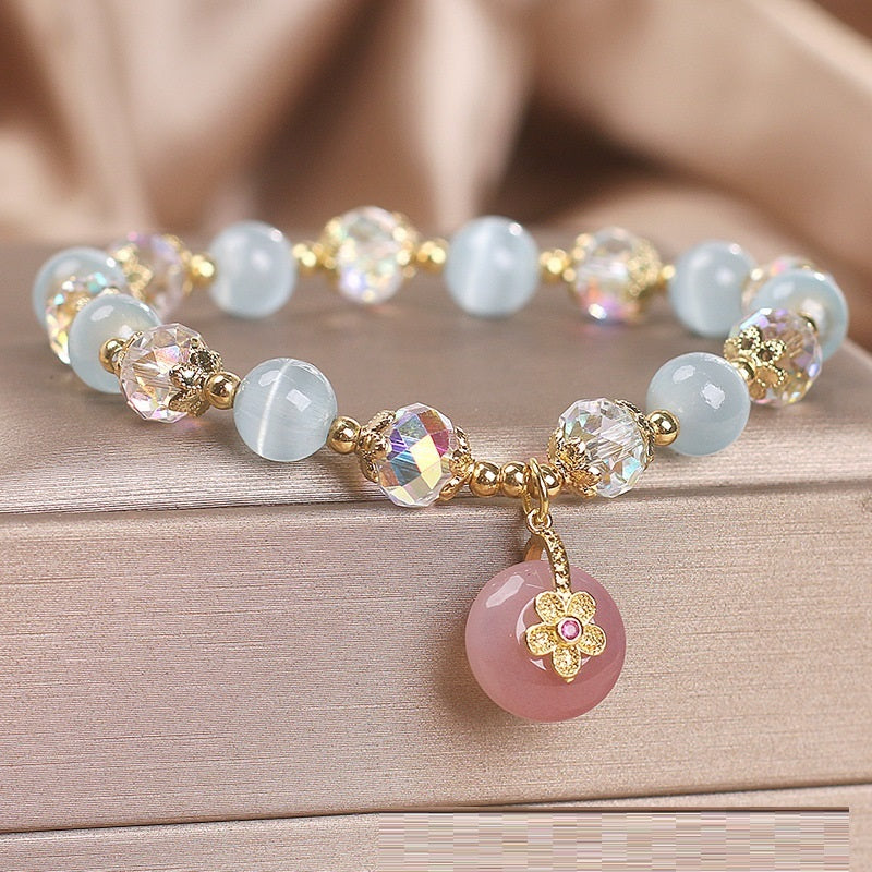 Chinese Style Light Luxury High Sense Yanyuan Agate Peace Buckle Pendant Bracelet