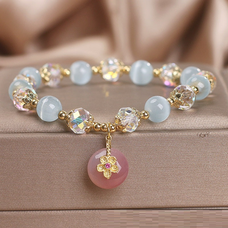 Chinese Style Light Luxury High Sense Yanyuan Agate Peace Buckle Pendant Bracelet