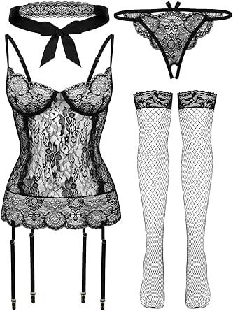 4-Piece Lace Lingerie Set - Complete Intimate Collection